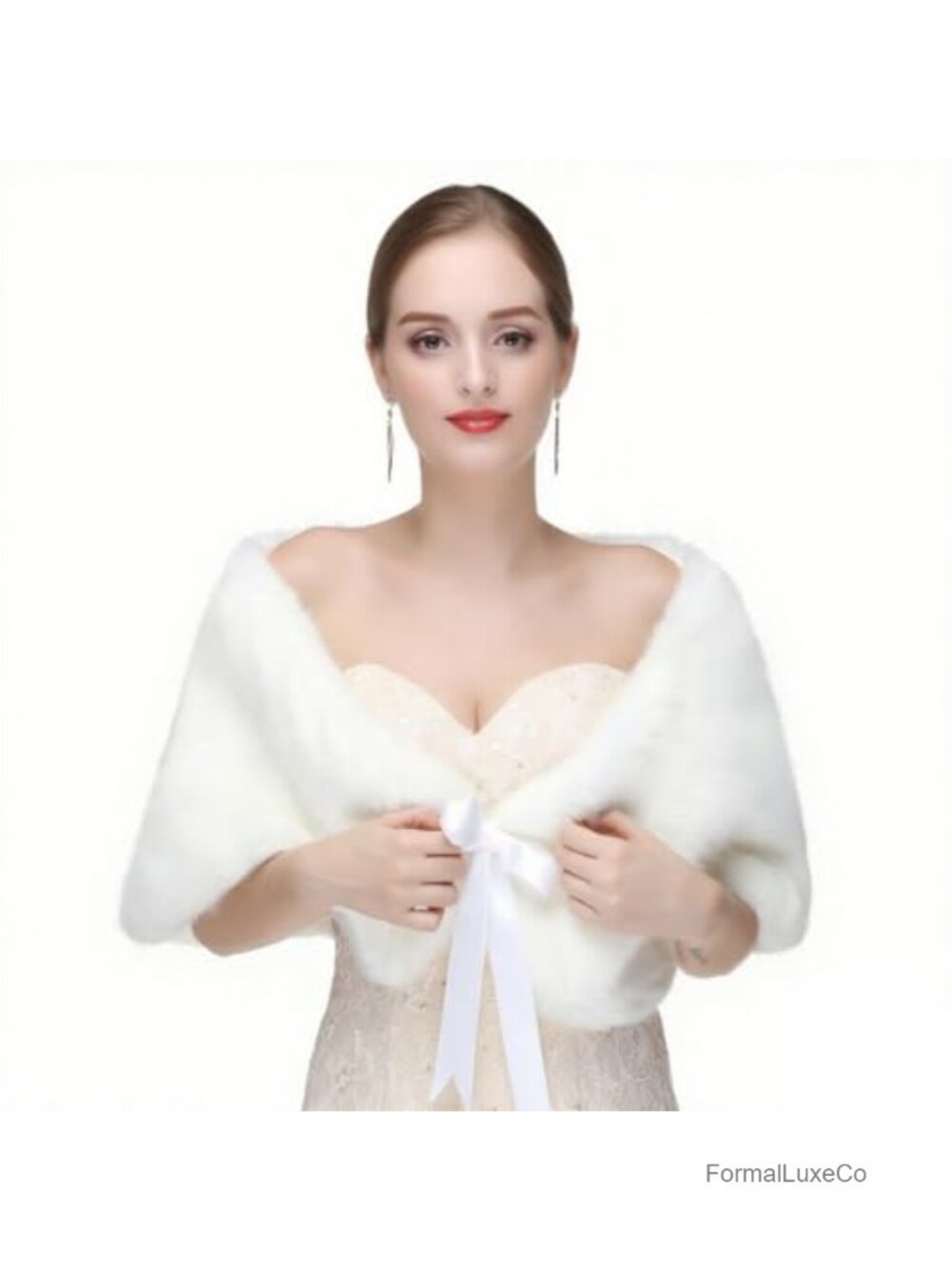 Faux Fur Bridal Shawl Wrap Cape Wedding Evening Party Shrug Cover Up
